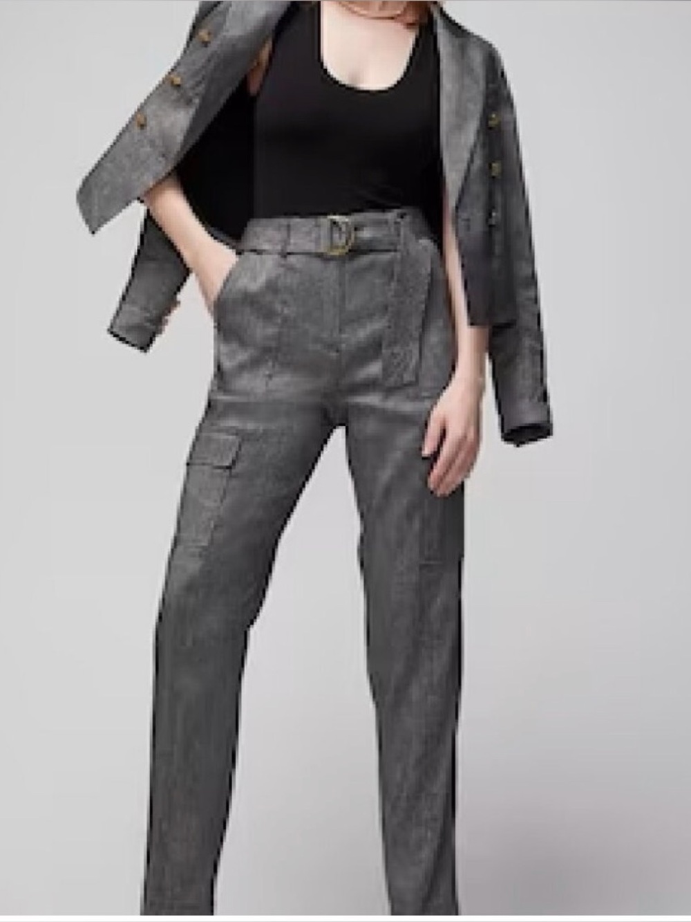 WHBM linen blend utility tapered ankle pants